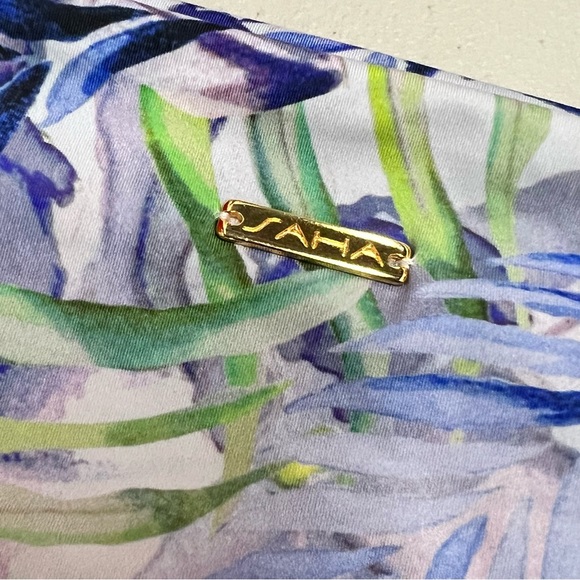 NEW SAHA White/Blue & Purple Floral Foldable High Waist Bikini Bottoms Womens XS - Picture 9 of 12